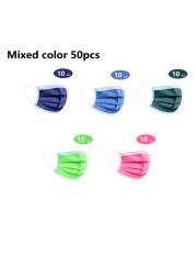 10-200pcs Adult Mouth Mask Disposable Face Mask Cherogical Mask 3 Layer Anti-Dust Mascarillas Quirojicas Gay Colors