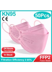 10-100pcs Safety Approved KN95 Protective Face Masks Respirator Black Mascarillas FPP2 Pink FFP2 Maske Respirator Maske FFPP2 FP2