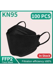 Mascarillas ngras FPP2 Mask Adult KN95 Morandi ffp2fan Face Mask 4 Layers FP2 Black Mask FFP2 CE Certificate 10-100pcs