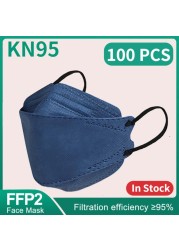 Mascarillas ngras FPP2 Mask Adult KN95 Morandi ffp2fan Face Mask 4 Layers FP2 Black Mask FFP2 CE Certificate 10-100pcs