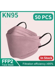 Mascarillas ngras FPP2 Mask Adult KN95 Morandi ffp2fan Face Mask 4 Layers FP2 Black Mask FFP2 CE Certificate 10-100pcs