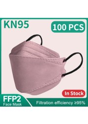 Mascarillas ngras FPP2 Mask Adult KN95 Morandi ffp2fan Face Mask 4 Layers FP2 Black Mask FFP2 CE Certificate 10-100pcs