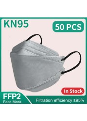 Mascarillas ngras FPP2 Mask Adult KN95 Morandi ffp2fan Face Mask 4 Layers FP2 Black Mask FFP2 CE Certificate 10-100pcs