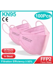 FFP2 Mascarillas Coreanas KN95 FPP2 Korean Fish Face Mask 4 Layers Mascherine FFP 2 Adult FFPP2 Pink Face Mask ffp2masque