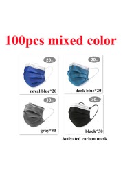 10-200pcs Protective Face Masks 4 Layer Activated Carbon Mascarillas Disposable Adult Homeopathic Shuffle Mask