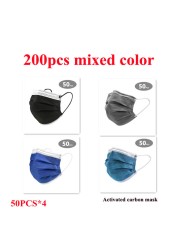 10-200pcs Protective Face Masks 4 Layer Activated Carbon Mascarillas Disposable Adult Homeopathic Shuffle Mask