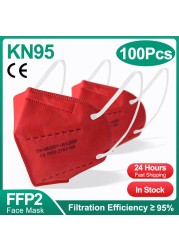 5 Layers Adult White KN95 Protective Face Mask Reusable Mascherine FFP2 Mascarillas FPP2 Masks ffp2masque CE Filter Fabric