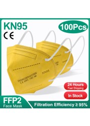 5 Layers Adult White KN95 Protective Face Mask Reusable Mascherine FFP2 Mascarillas FPP2 Masks ffp2masque CE Filter Fabric