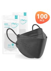 10-200pcs Adult Fish KN95 FFP2 Mask FPP2 Approved Masks Dust Respirator Protective Face Masks Black FPP2 Color Mask FP2 ffp2fan