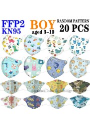 FFP2 KN95 Kids Mask Cartoon Kids 3-8 8-15 Years 5 Layers Mask Boys Girls Face Mask CE Safety Protector