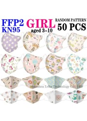 FFP2 KN95 Kids Mask Cartoon Kids 3-8 8-15 Years 5 Layers Mask Boys Girls Face Mask CE Safety Protector