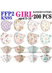 FFP2 KN95 Kids Mask Cartoon Kids 3-8 8-15 Years 5 Layers Mask Boys Girls Face Mask CE Safety Protector