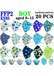 FFP2 KN95 Kids Mask Cartoon Kids 3-8 8-15 Years 5 Layers Mask Boys Girls Face Mask CE Safety Protector