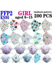 FFP2 KN95 Kids Mask Cartoon Kids 3-8 8-15 Years 5 Layers Mask Boys Girls Face Mask CE Safety Protector