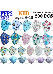 FFP2 KN95 Kids Mask Cartoon Kids 3-8 8-15 Years 5 Layers Mask Boys Girls Face Mask CE Safety Protector