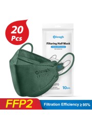 Elough 0370 ffp2masque noir mascarillas kn95 قناع سمك ffp2 قناع كوري fpp2 mascarillas