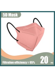 Morandi 5D Mask KN95 Mascarillas FPP2 Mascherine FFP2 Adult Face Mask Black 5 Layers Protective Face Masks ffp2fan CE Masque FFP 2