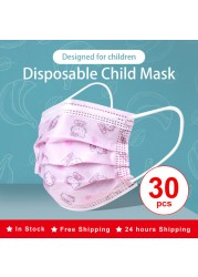 Cute Cat Baby Face Mask Disposable Kids Face Mask Pink Girl 3 Slices Massage Mask For Kids