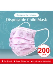 Cute Cat Baby Face Mask Disposable Kids Face Mask Pink Girl 3 Slices Massage Mask For Kids