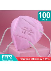 20-100 قطعة ffp2fan ce mascarillas ffp2reuse zable الألوان واقية الفم قناع kn95 masque ffpp2 mascarillas kn95 شهادة