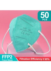 20-100 قطعة ffp2fan ce mascarillas ffp2reuse zable الألوان واقية الفم قناع kn95 masque ffpp2 mascarillas kn95 شهادة