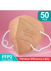 20-100 قطعة ffp2fan ce mascarillas ffp2reuse zable الألوان واقية الفم قناع kn95 masque ffpp2 mascarillas kn95 شهادة