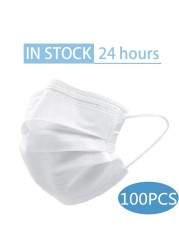 Mouth Masks 3-Layer Anti Dust Disposable Mascarillas 10/50/100 Pcs Non-woven Meltblown Cloth Masks Elastic Ear Loop Face Mask