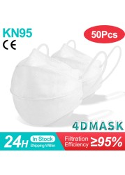 4D Mascarilla FPP2 هومولوكادا 4 طبقات قناع وجه واقي الجهاز التنفسي CE KN95 Mascarillas Negras قابلة لإعادة الاستخدام ffp2fan شهادة