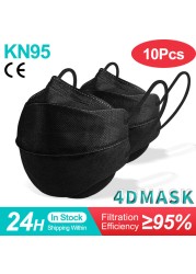 4D Mascarilla FPP2 هومولوكادا 4 طبقات قناع وجه واقي الجهاز التنفسي CE KN95 Mascarillas Negras قابلة لإعادة الاستخدام ffp2fan شهادة