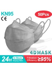 4D Mascarilla FPP2 هومولوكادا 4 طبقات قناع وجه واقي الجهاز التنفسي CE KN95 Mascarillas Negras قابلة لإعادة الاستخدام ffp2fan شهادة