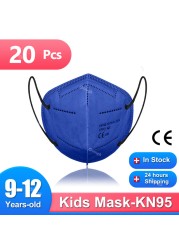 9-12 سنة الأطفال FFP2 أقنعة 5 طبقات Mascarilla KN95 Infantil FFP2mask Niños Mascarillas FPP2 Homologada الاطفال قناع FP2