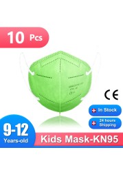 9-12 سنة الأطفال FFP2 أقنعة 5 طبقات Mascarilla KN95 Infantil FFP2mask Niños Mascarillas FPP2 Homologada الاطفال قناع FP2