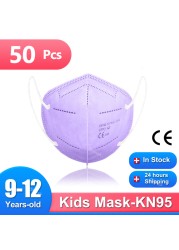 9-12 سنة الأطفال FFP2 أقنعة 5 طبقات Mascarilla KN95 Infantil FFP2mask Niños Mascarillas FPP2 Homologada الاطفال قناع FP2