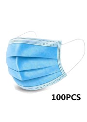 10-200pcs Adult Mouth Masks Disposable Face Mask Face Protector Mascaras Color Contributors Masque 3 Layers