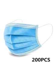 10-200pcs Adult Mouth Masks Disposable Face Mask Face Protector Mascaras Color Contributors Masque 3 Layers