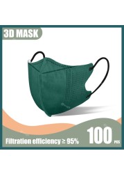 Disposable Protective Mask Morandi Black Masks 3D Adult 4 Ply 95% Filtration Mascarillas quiurgicas Homeopathic No Nose Bridge