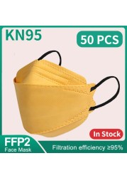 Fish Mask ffp2 Mascarillas FPP2 KN95 Morandi ffp2fan 4 Layer Respirator Approved Face Masks FFP2 Respirator Mouth Cover Mask