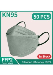 Fish Mask ffp2 Mascarillas FPP2 KN95 Morandi ffp2fan 4 Layer Respirator Approved Face Masks FFP2 Respirator Mouth Cover Mask