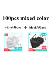 5 Layers Reusable Fashion FFP2 Mascarillas FPP2 homology ada Negras White KN95 Black Face Mask Color ffp2masque noir CE FFPP2