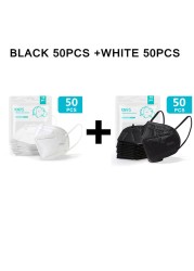 White Black Kn95 Mask 5 Layers Mask ffp2mascherine KN95 Reusable ce certified adult ffp2reuse zable mascherine Kn95 Mascarillas face mask