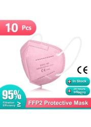 أقنعة 5 طبقات KN95 قناع ffp2mascarillas FFP2 قناع الوجه المثلي FPP2 قناع الفم حماية ماسكارا الوجه FFP3 قناع CE الكبار