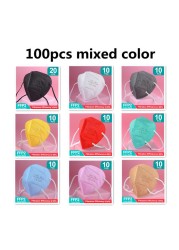 10-200pcs FFP2 Mascarillas FFP2 Negras FPP2 Masks 5 Layers Adult Reusable Black KN95 Maske Protective Face Mask FFP2MASK CE FPP3