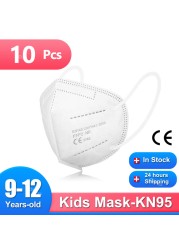 Children FFP2 Masks KN95 Mascarillas FPP2 Ninos ffp2neckids Masque Enfant 5 Layers Protective Face Mask Fit 9-12 Years