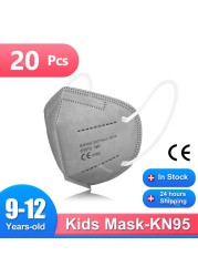 Children FFP2 Masks KN95 Mascarillas FPP2 Ninos ffp2neckids Masque Enfant 5 Layers Protective Face Mask Fit 9-12 Years