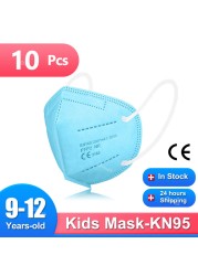 Children FFP2 Masks KN95 Mascarillas FPP2 Ninos ffp2neckids Masque Enfant 5 Layers Protective Face Mask Fit 9-12 Years