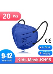 Children FFP2 Masks KN95 Mascarillas FPP2 Ninos ffp2neckids Masque Enfant 5 Layers Protective Face Mask Fit 9-12 Years