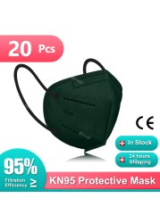 KN95 Mascarillas FPP2 Morandi Masks Black Gray FFP2 Adult 5 Layers Protective Face Mask Oral Respirator Mask ffp2masque CE