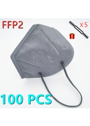 10-100pcs FFP2 Mascarillas Black Adult ffp2fan Approved Colors Respiratory fpp2 Face Mask Mascherine ffpp2 CE Fast Delivery