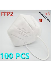 10-100pcs FFP2 Mascarillas Black Adult ffp2fan Approved Colors Respiratory fpp2 Face Mask Mascherine ffpp2 CE Fast Delivery