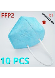 10-100pcs FFP2 Mascarillas Black Adult ffp2fan Approved Colors Respiratory fpp2 Face Mask Mascherine ffpp2 CE Fast Delivery